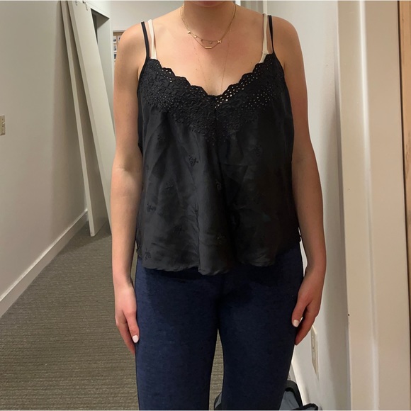 Zara Satin Effect Tank with Embroidered Eyelet Details Size Large - Picture 3 of 4